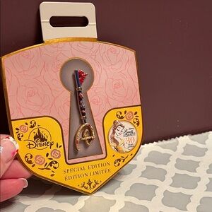 Disney 30th Anniversary Beauty and the Beast Key in Gold and Blue